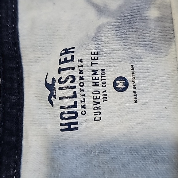 Hollister medium blue and white curved hem long sleeve shirt - Picture 6 of 7